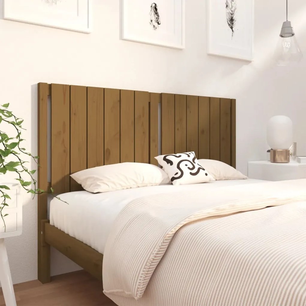 vidaXL Cabeceira de cama 140,5x4x100 cm pinho maciço castanho mel