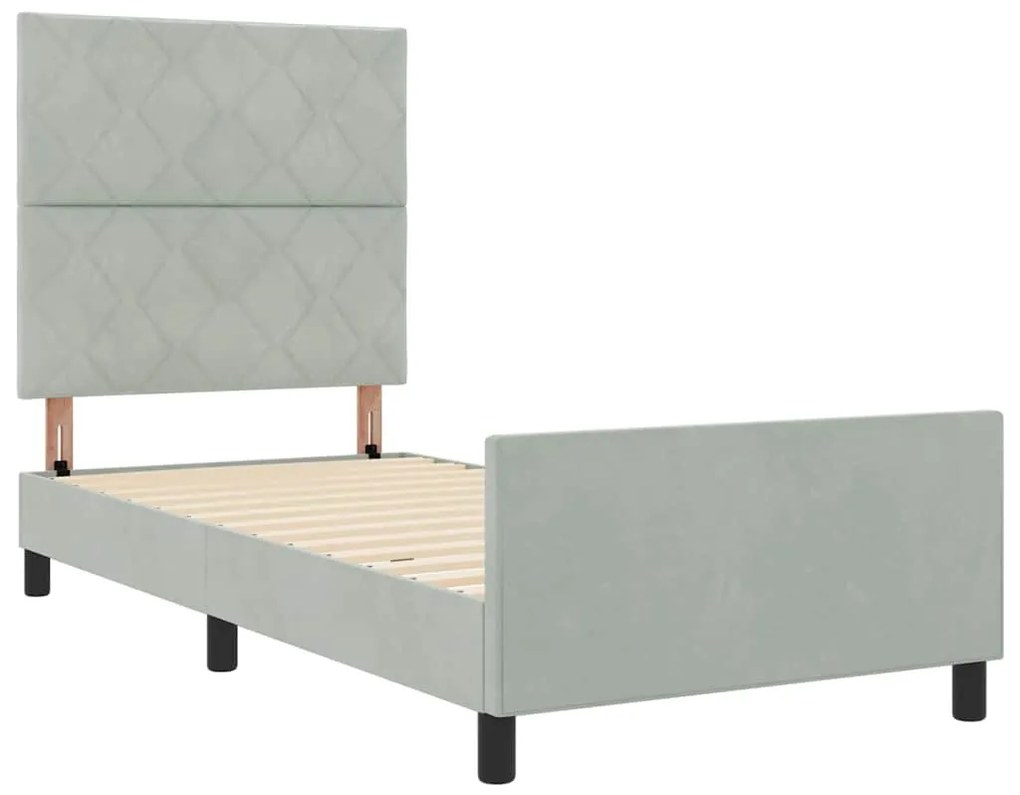 Estrutura de Cama vidaXL Cinza Claro 90x190 cm Veludo
