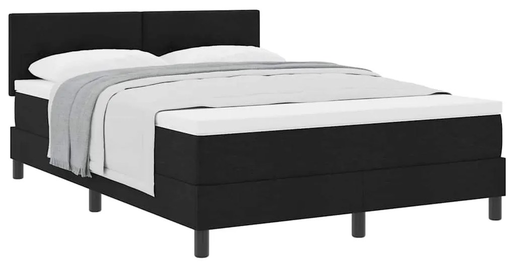 Cama Box Spring com Colchão Preta 140x200 cm Tecido