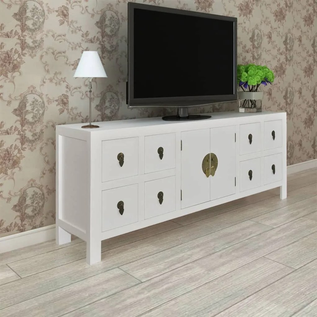 vidaXL Móvel de TV 110x24x48 cm derivados de madeira branco