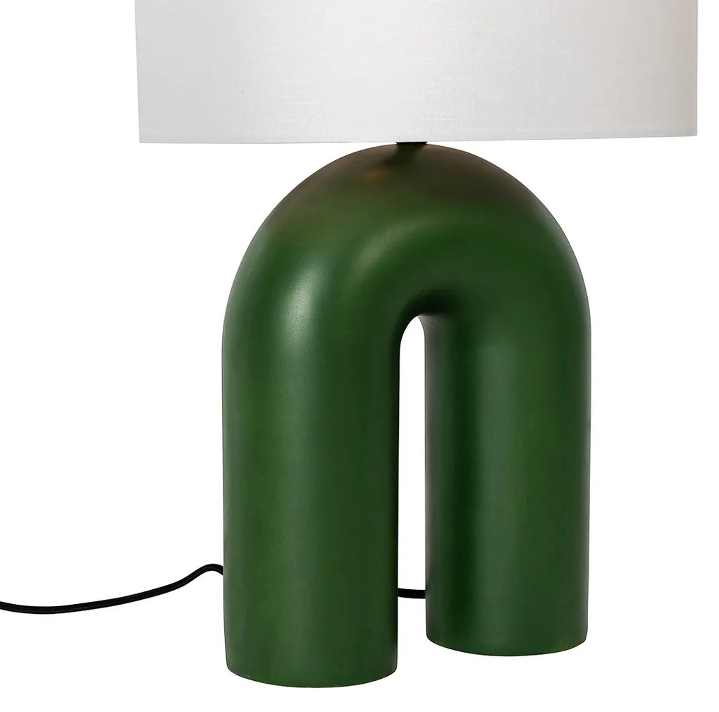Candeeiro de mesa design verde com abajur de linho branco - Lotti Design,Moderno
