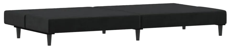 Sofá-cama de 2 lugares veludo preto