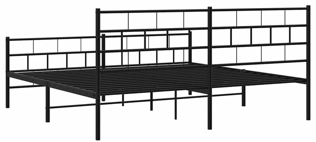 Estrutura de cama com cabeceira e pés 183x213 cm metal preto