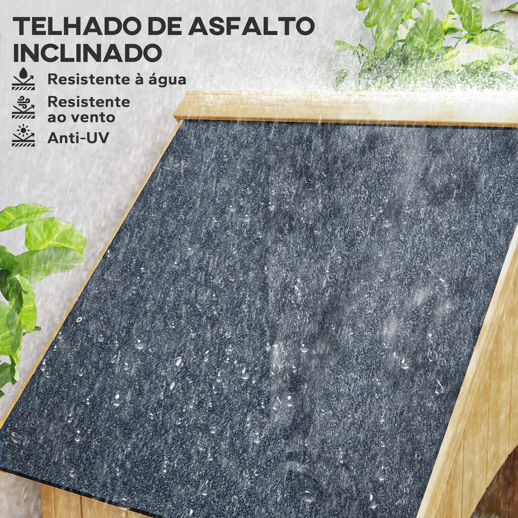 Armário Abrigo Jardim de Madeira 77,5x54,2x179,5 cm 0,3 m² para Arrumação de Ferramentas com 3 Prateleiras e 2 Portas com Fecho Madeira