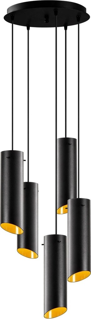 Candeeiro de Teto Sivani – Preto e Amarelo – 45 cm de Diâmetro