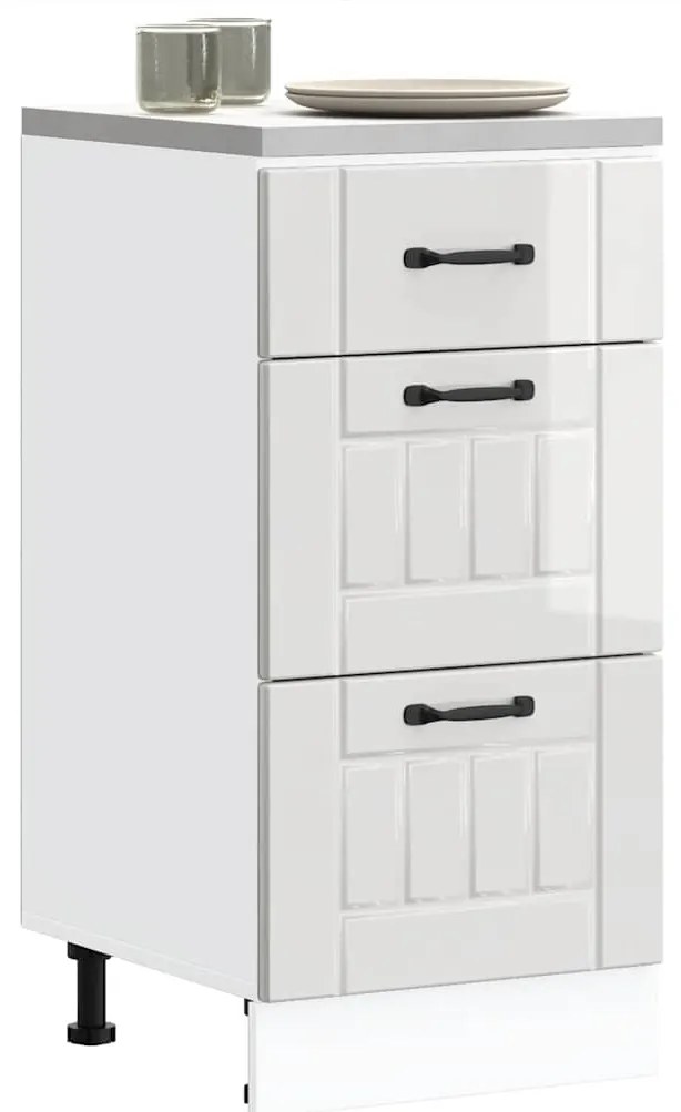 vidaXL Armário de cozinha baixo Lucca deriv. madeira branco brilhante