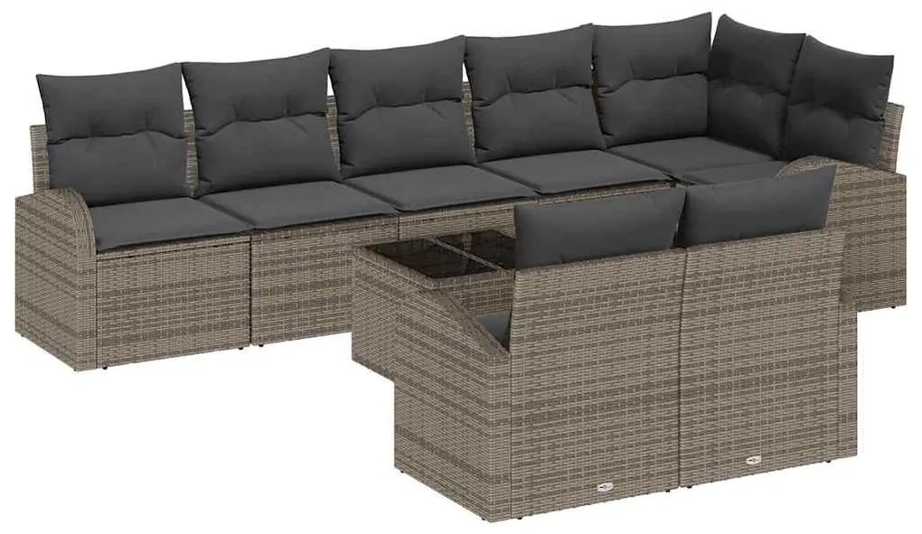Conjunto de Sofás para Jardim com 8 Peças com Almofadas de Vime Polio