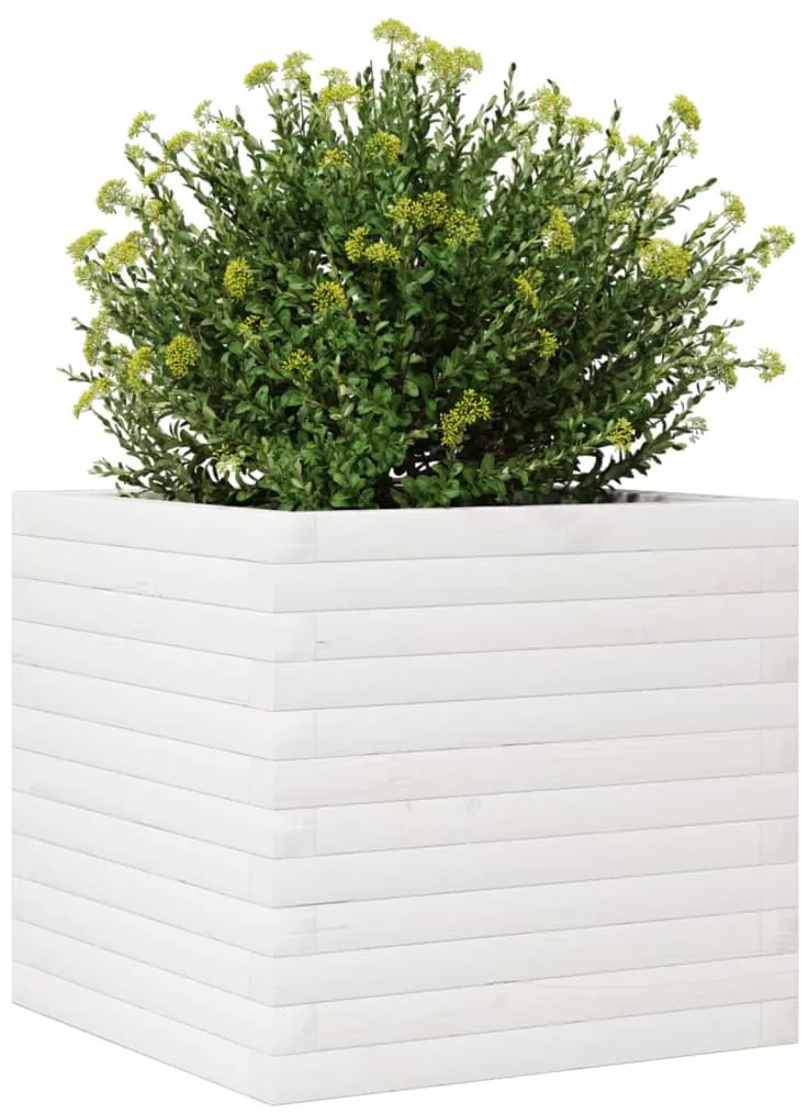 Vaso/floreira de jardim 50x50x45,5 cm pinho maciço branco