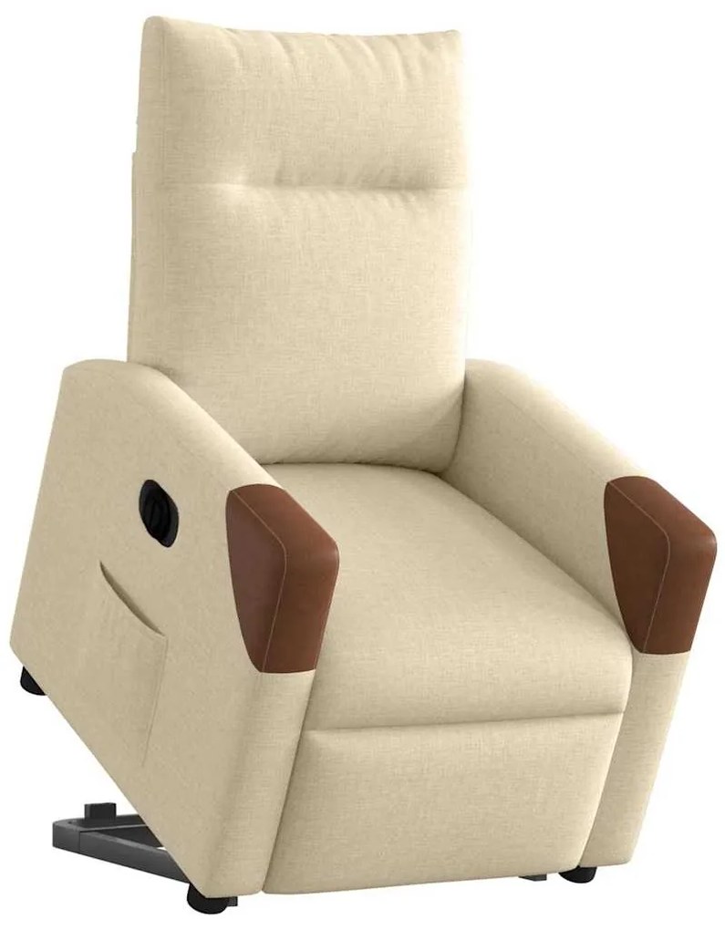 Poltrona reclinável elevatória elétrica tecido cor creme
