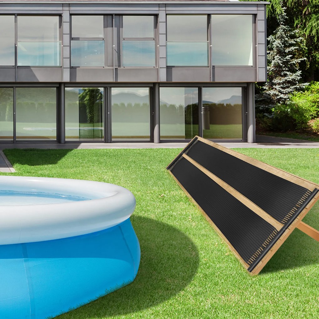 Conjunto de 2 Painéis Solares para Piscinas 5 x 0,75 m, Aquecimento Eficiente, Preto