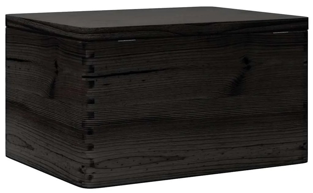 Caixa de madeira tampa preta 40x30x23cm pinho madeira maciça