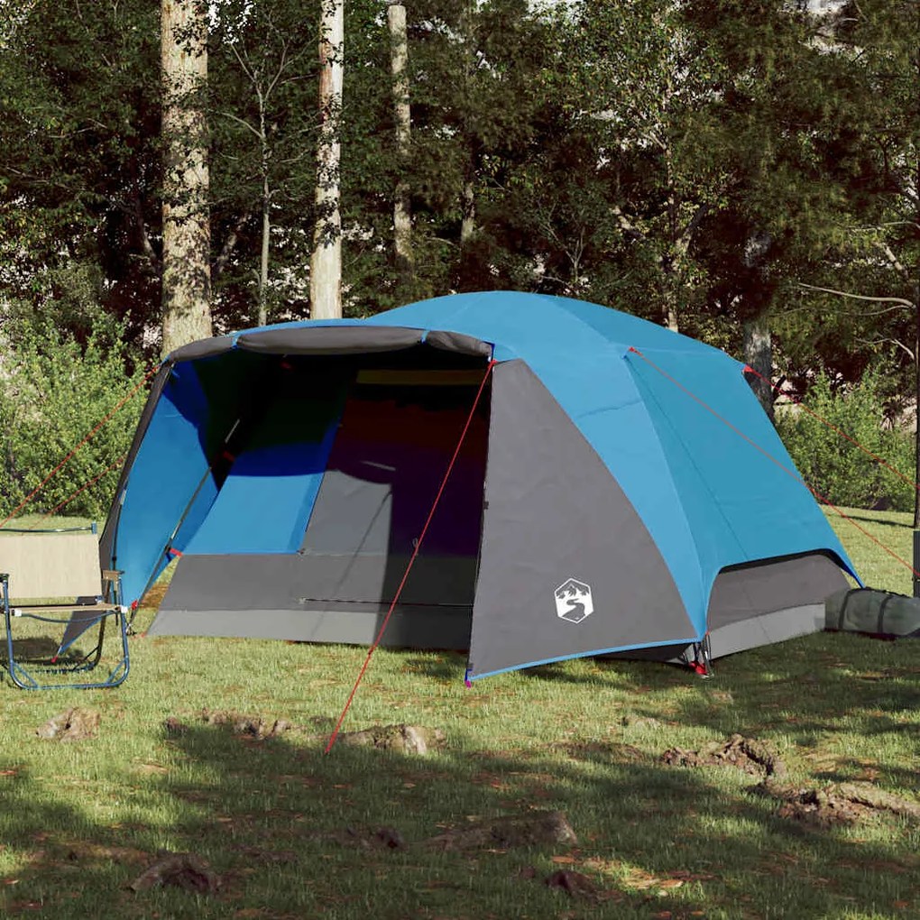 Tenda familiar c/ avançado para 6 pessoas impermeável azul