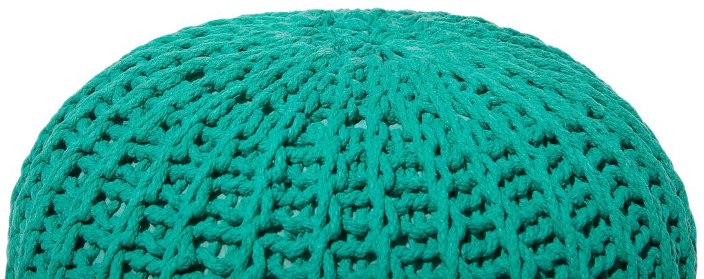 Pufe redondo em tricot verde esmeralda 50 x 35 cm CONRAD II Beliani