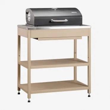 Módulo Com Churrasqueira A Carvão Para Cozinha Modular De Exterior Em Aço Savona Tapioca Bege - Sklum