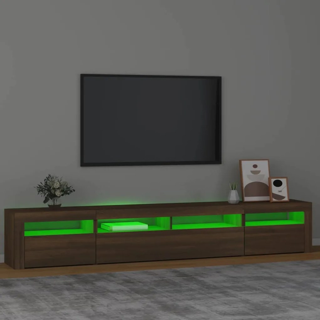 Móvel de TV com luzes LED 240x35x40 cm cor carvalho castanho