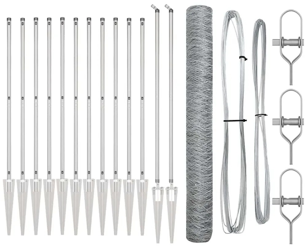 Conjunto de Cercas Conjunto de 2 Aço galvanizado 25 x 1,2 m