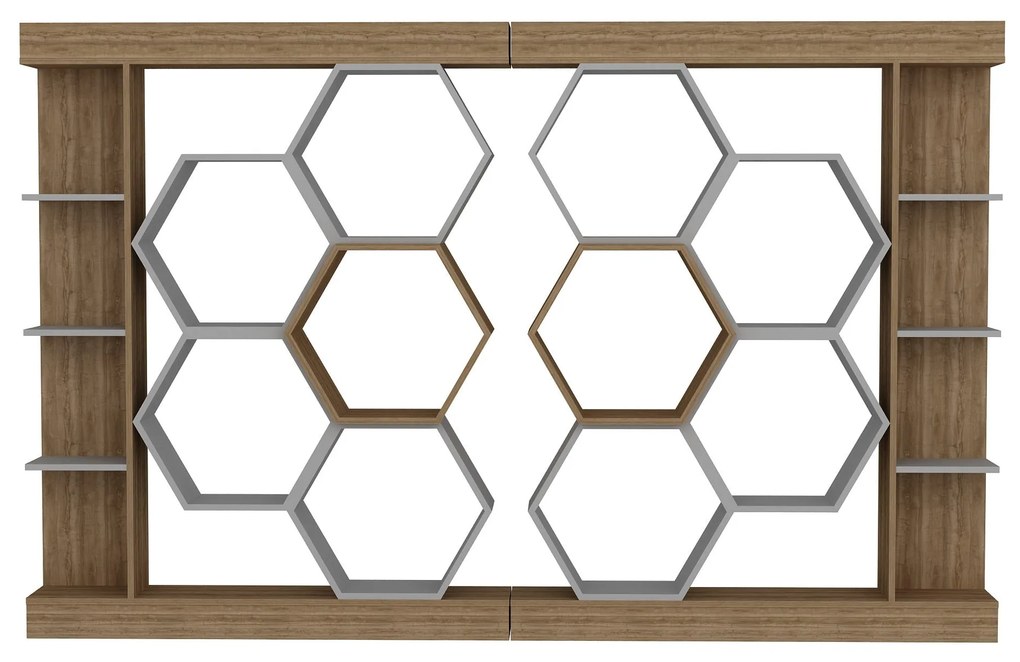 Estante Sueno – Branco/Nogueira – 140x29,6x177,4 cm