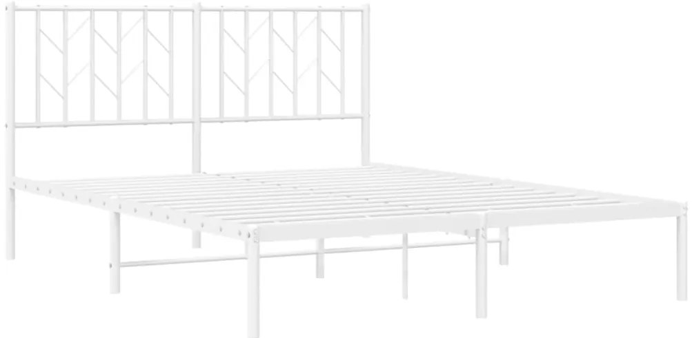 Estrutura de cama com cabeceira 140x190 cm metal branco