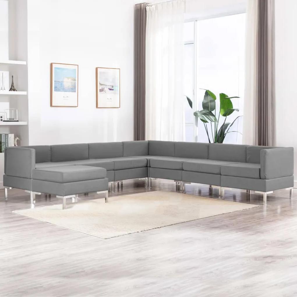 8 pcs conjunto de sofás tecido cinzento-claro