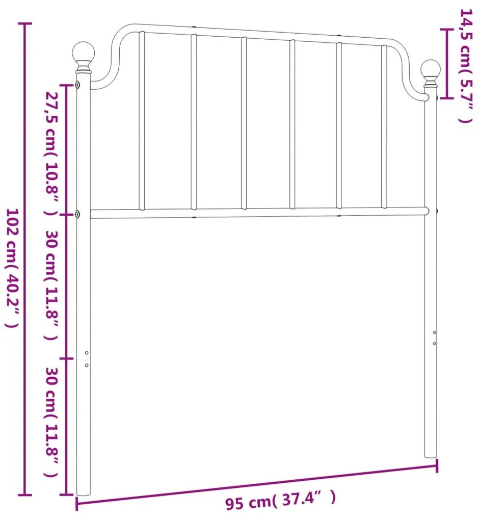 Cabeceira de cama 90 cm metal preto