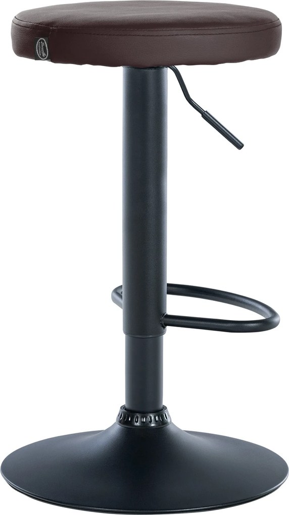 Conjunto de 2 bancos altos em couro sintético de estrutura preta 60-81 x 38,5 cm castanho