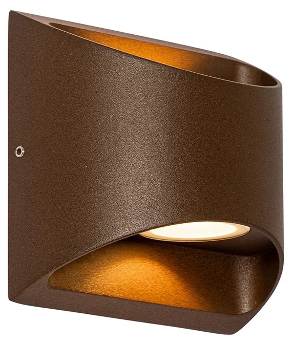 Candeeiro de parede exterior moderno castanho ferrugem com LED 2-luzes IP54 - Mal Moderno