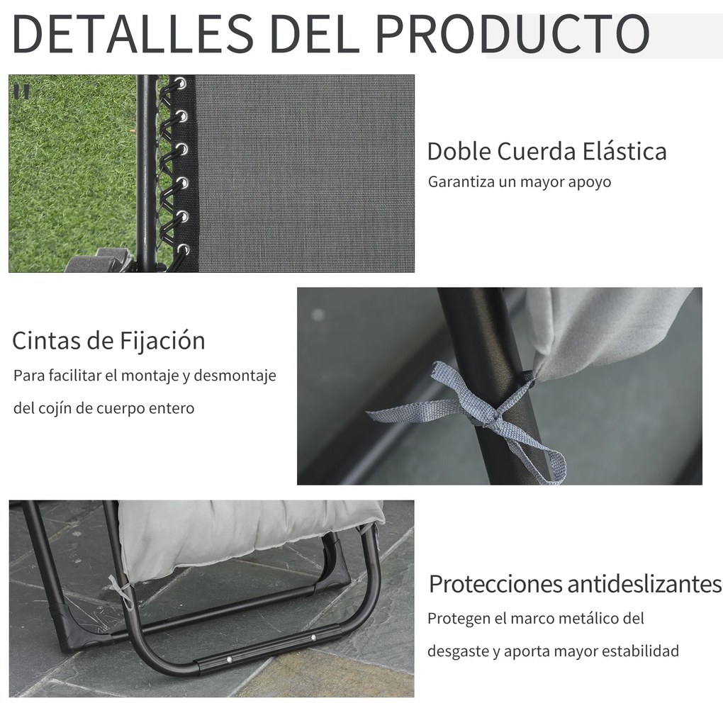 Outsunny Cadeira reclinável dobrável com almofada removível acolchoado de textilene Porta-copos para pátio jardim praia Carga 150 kg 90x65x110 cm Cinza