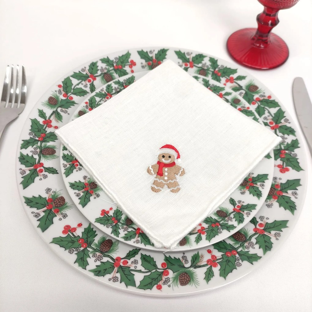 Individual/Guardanapo Rolinho Linho Of Gingerbread Man White