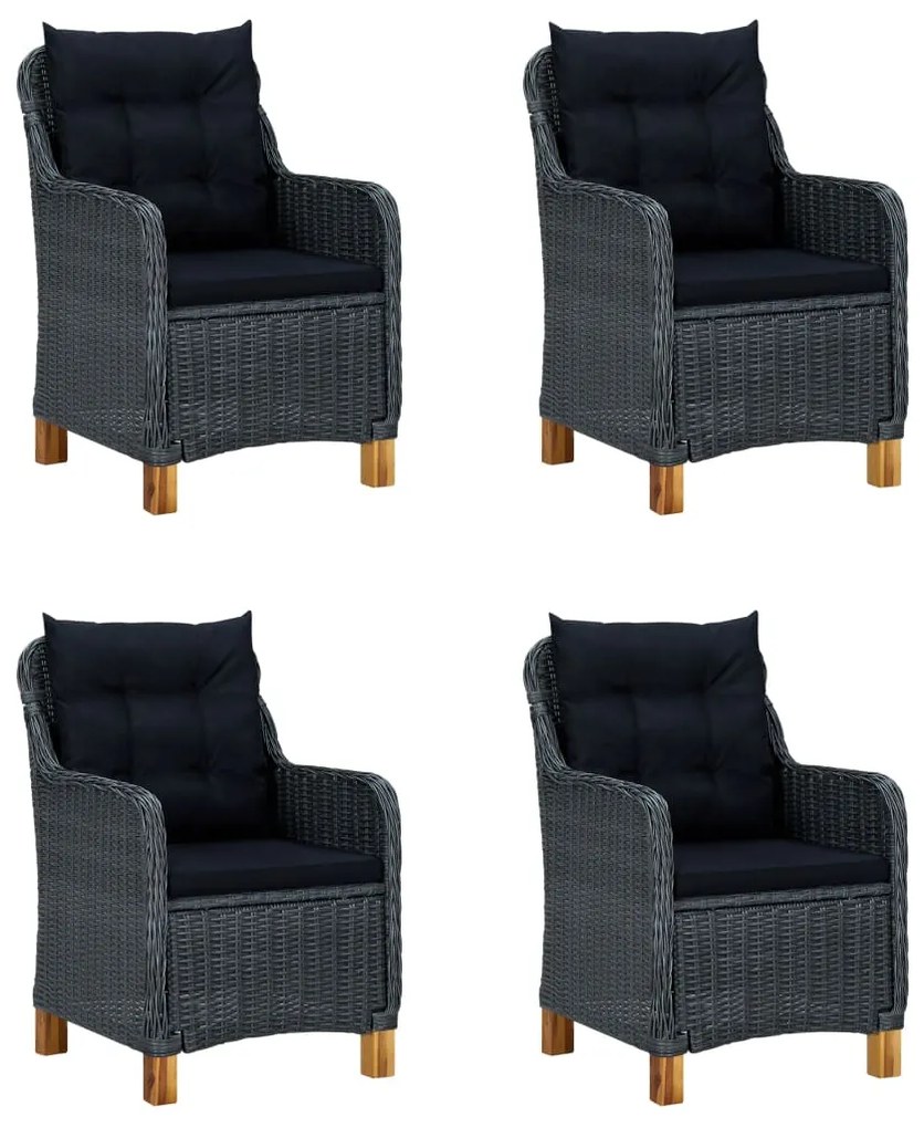 5 pcs conjunto de jantar para jardim cinzento-escuro