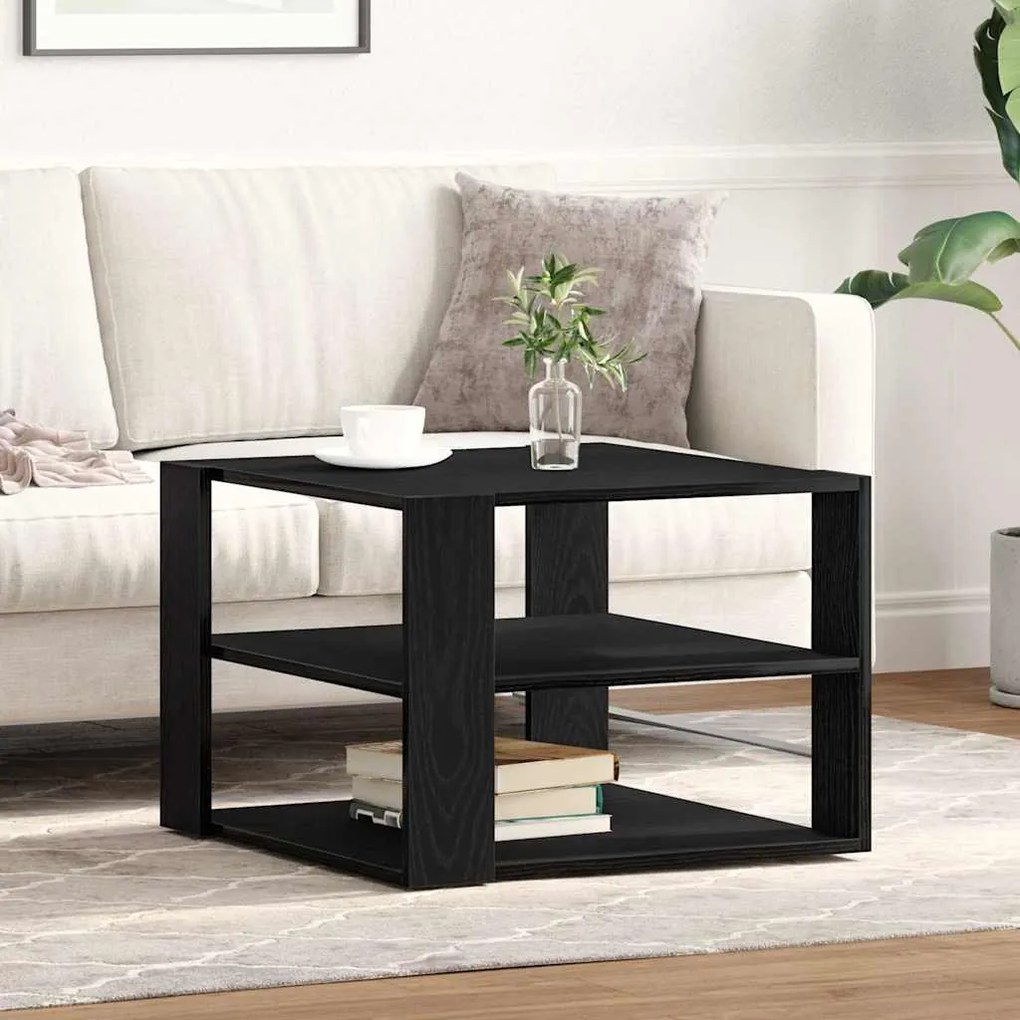 Mesa de centro vidaXL Preto Carvalho 59,5x59,5x40 cm Madeira Engenhari
