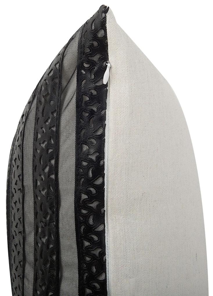 Conjunto de 2 almofadas decorativas de pele sintética 45 x 45 cm preta LUNARIA Beliani