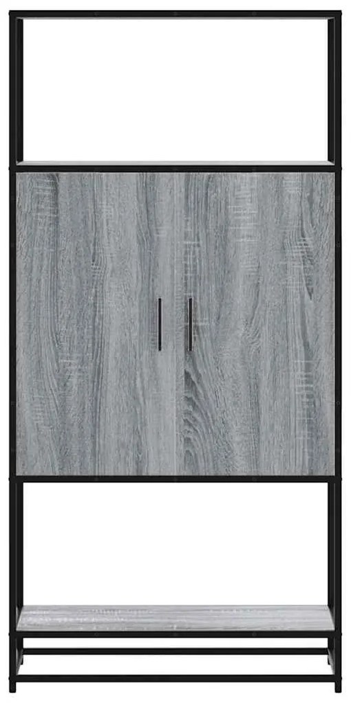 Armário alto 68x35x139 cm madeira e metal cinza sonoma