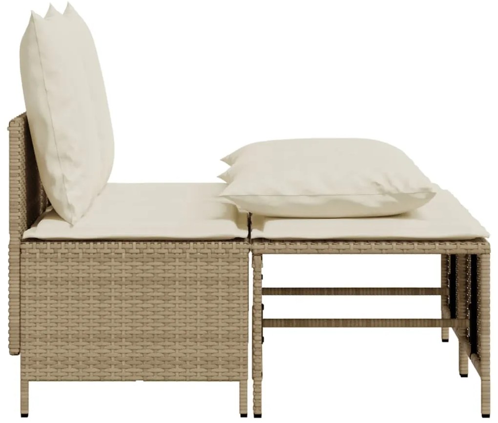 4 pcs conjunto de sofás para jardim c/ almofadões vime PE bege