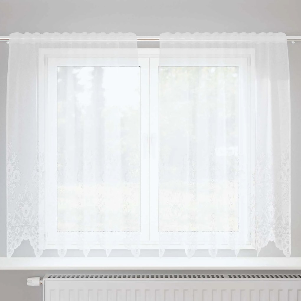 vidaXL Cortina de Renda com cortinas Branco 150 x 160 cm Poliéster