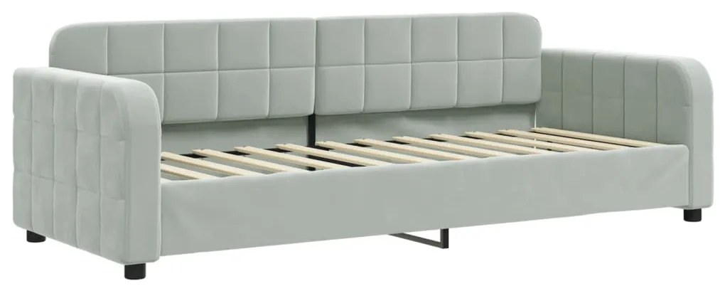Sofá-cama com colchão 80x200 cm veludo cinzento-claro