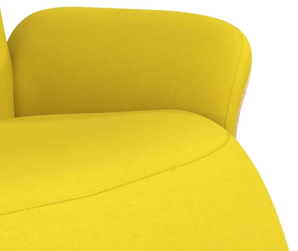 Cadeira reclinável com apoio de pés tecido amarelo-claro