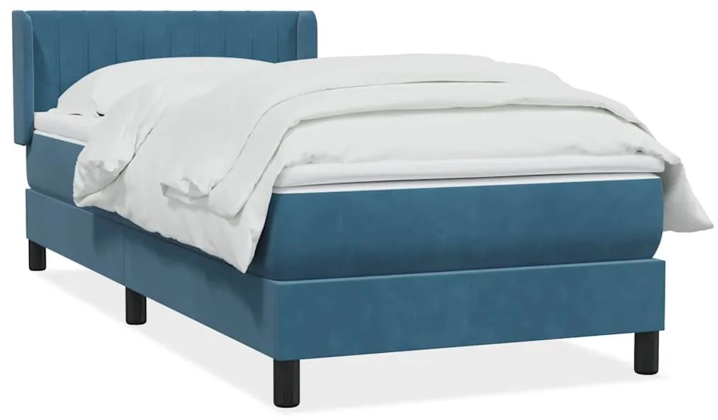 Cama com molas/colchão 90x220 cm veludo azul-escuro