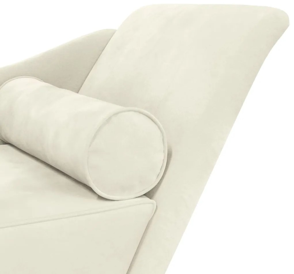 Chaise lounge com almofadões veludo creme