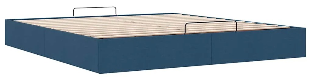 Estrutura de cama otomana sem colchão tecido azul 180x200 cm