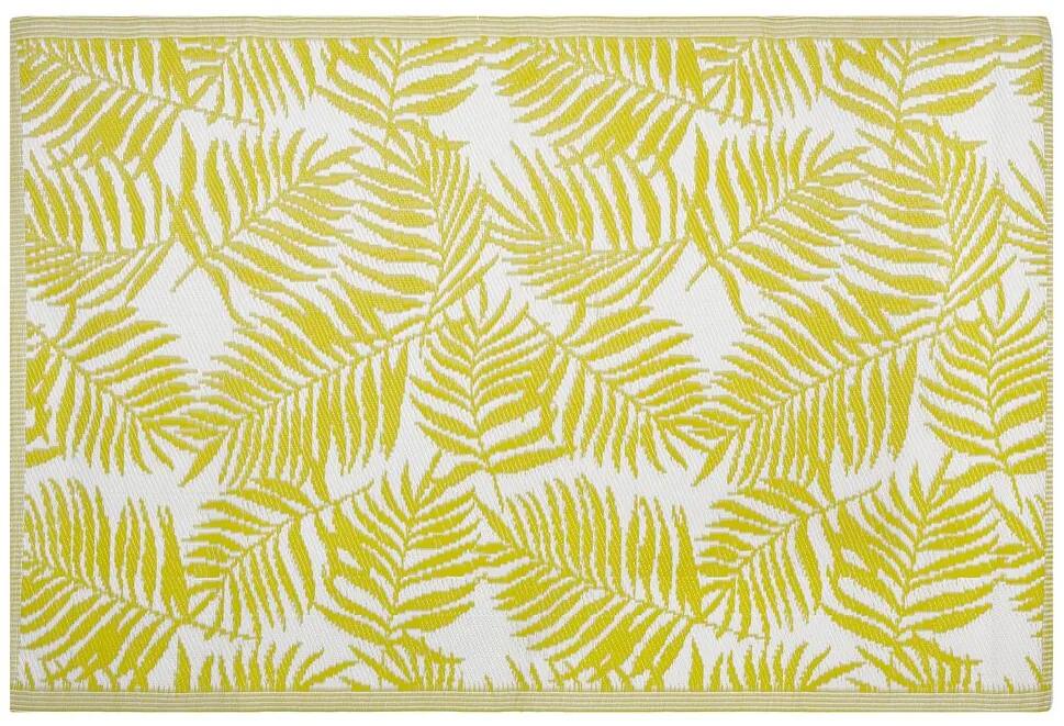Tapete de exterior com padrão de folhas de palmeira amarelo 120 x 180 cm KOTA Beliani