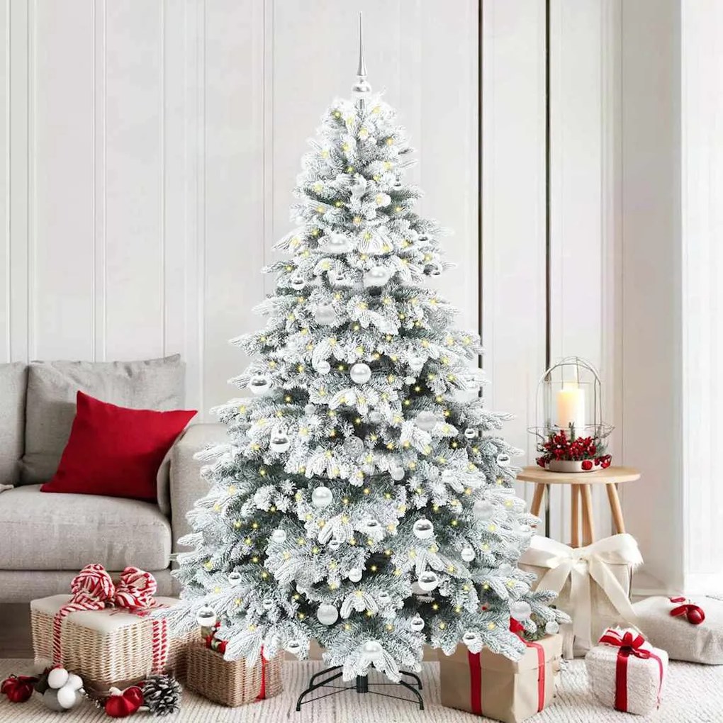 vidaXL Árvore de Natal Artificial com 300 LEDs Branco 180 cm PE e PVC