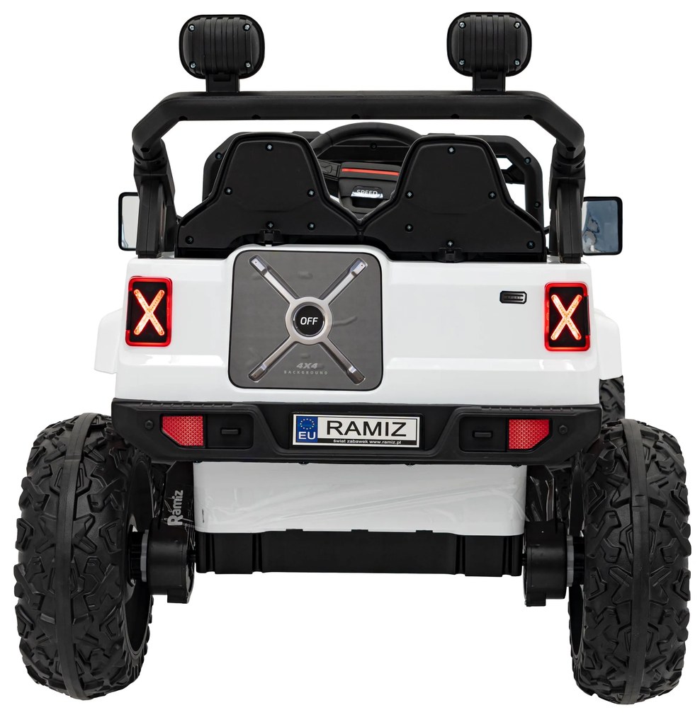 Jipe elétrico para Crianças 12V 4x4 OFF ROAD Speed Rodas de EVA, Assento de couro Branco