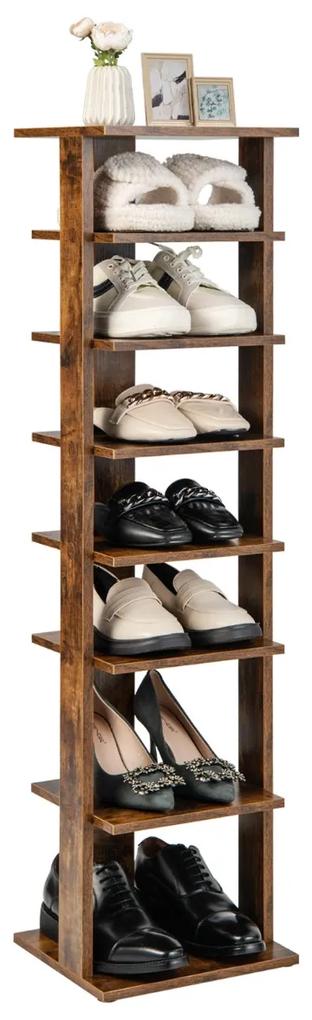 Sapateira vertical com 7 níveis, organizador de sapatos alto 110 cm e sapateira estreita e autônoma para quarto Castanho