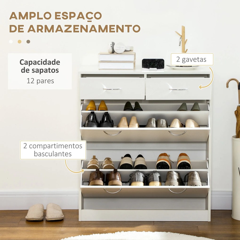 HOMCOM Sapateira Móvel para Sapatos Estreito com 2 Compartimentos e 2