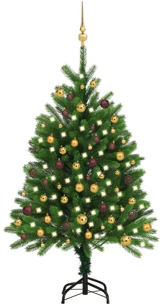 vidaXL Árvore Natal artificial pré-iluminada c/ bolas 120 cm verde