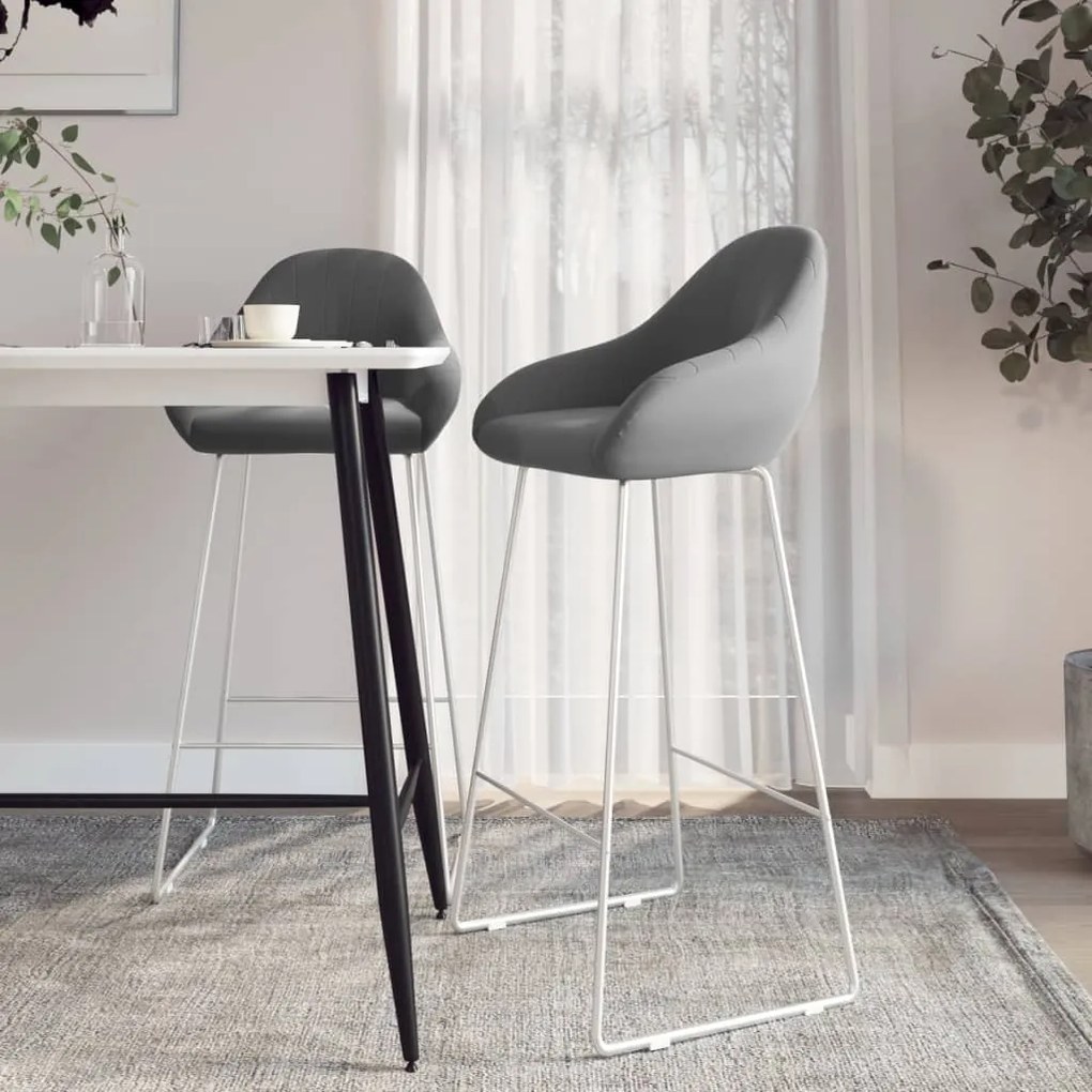 vidaXL Bancos de bar 2 pcs veludo cinzento-claro