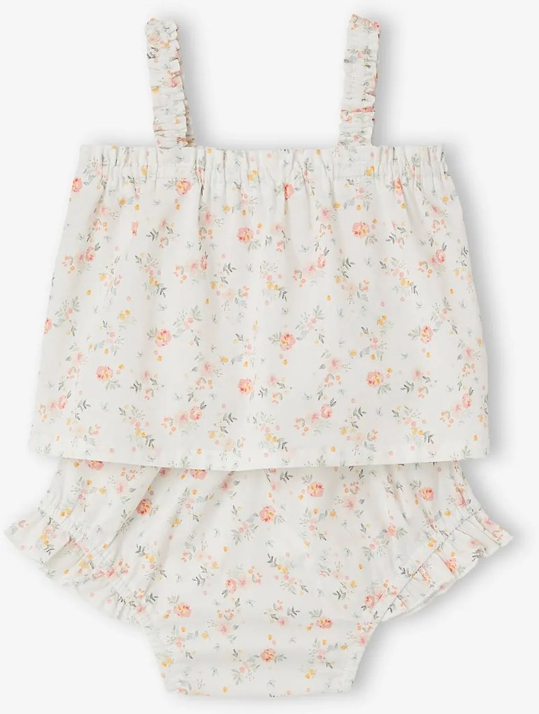 Conjunto top e cueca para bebé menina cru