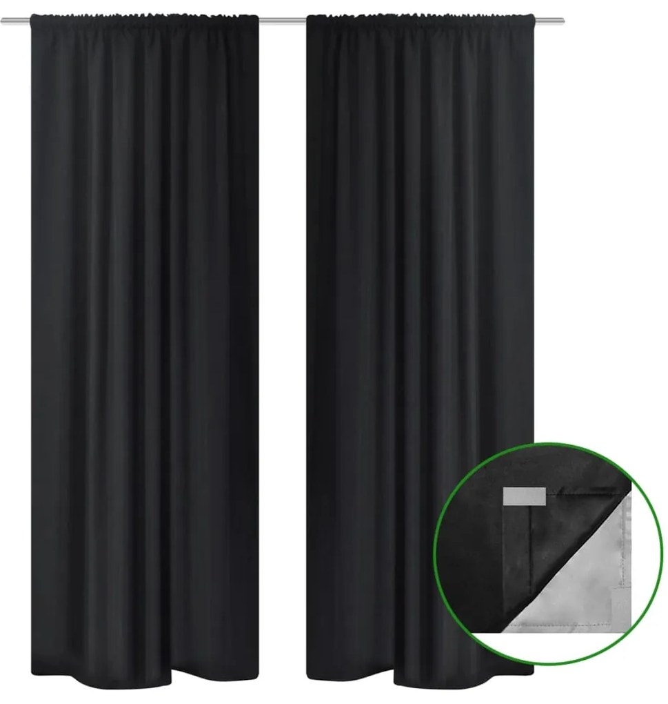 vidaXL Cortinas blackout 2 pcs camada dupla 140 x 245 cm preto