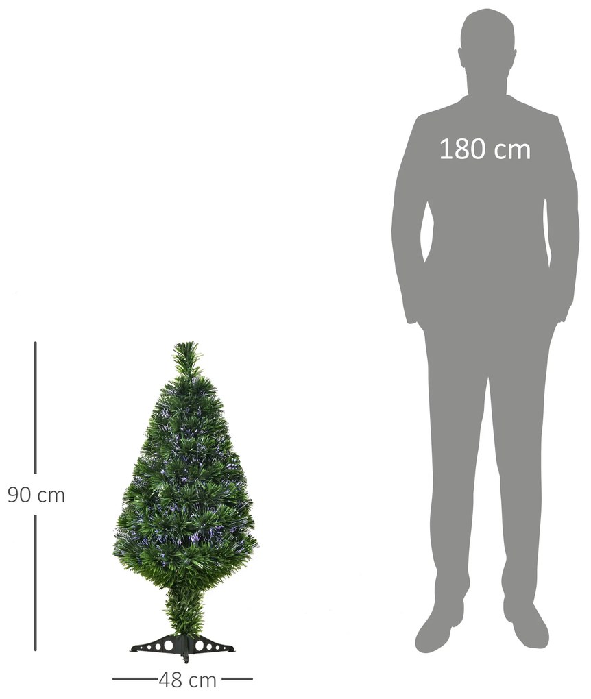Árvore de Natal 90cm Artificial Árvore com Suporte Fibra Óptica 4 Cores material PVC Φ48x90 cm