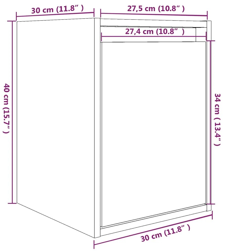 Armários de parede 2 pcs 30x30x40 cm pinho maciço branco